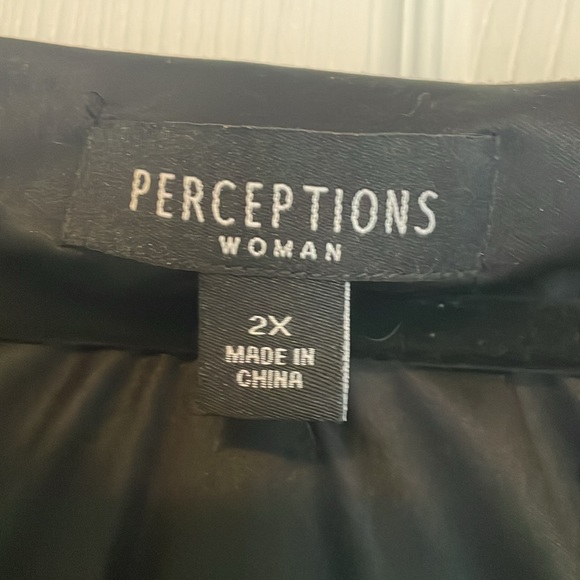 Perceptions Dress Size 2x black with multicolor flocked floral design - Picture 5 of 9